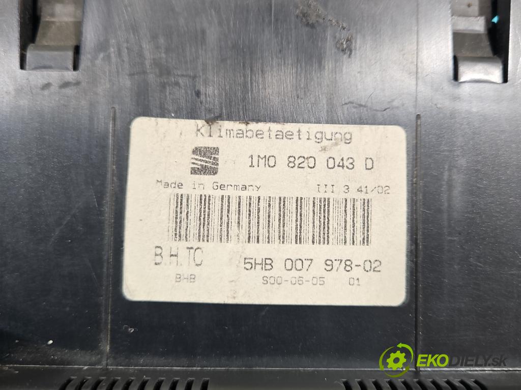 Seat Toledo II 1998-2004 1.9 tdi 110 HP manual 81 kW 1896 cm3 4- panel kúrenia 1M0820043D