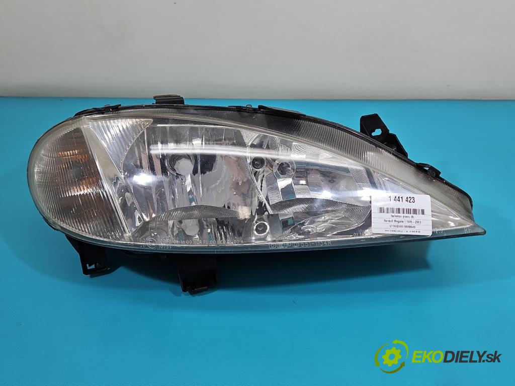 Renault Megane I 1995-2003 1.6 16V 107 HP manual 79 kW 1598 cm3 5- Reflektor: pravý  (Svetlo predné pravé)