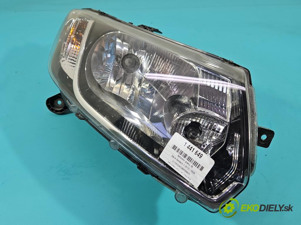 Dacia Sandero II 2012-2020 1,2.0 16V 75 HP manual 55 kW 1149 cm3 5- Reflektor: pravý 260105344R (Svetlo predné pravé)