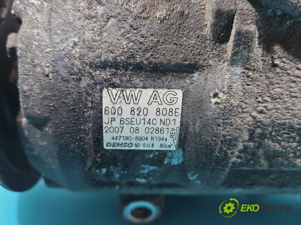 Skoda Fabia II 2007-2014 1.2 6V 60 HP manual 44 kW 1198 cm3 5- Kompresor: klimatizácie 6Q0820808E (Kompresor klimatizácie)