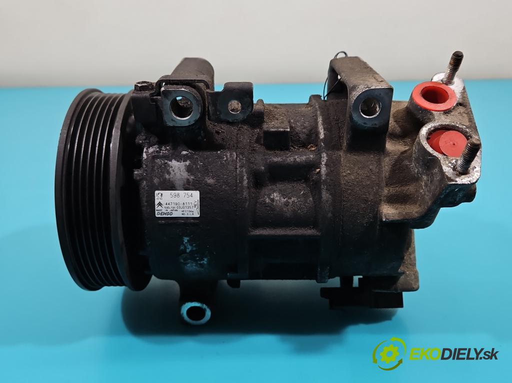 Peugeot 308 I 2007-2013 1.6 16V 120 HP manual 88 kW 1598 cm3 5- Kompresor: klimatizácie 598754 (Kompresor klimatizácie)