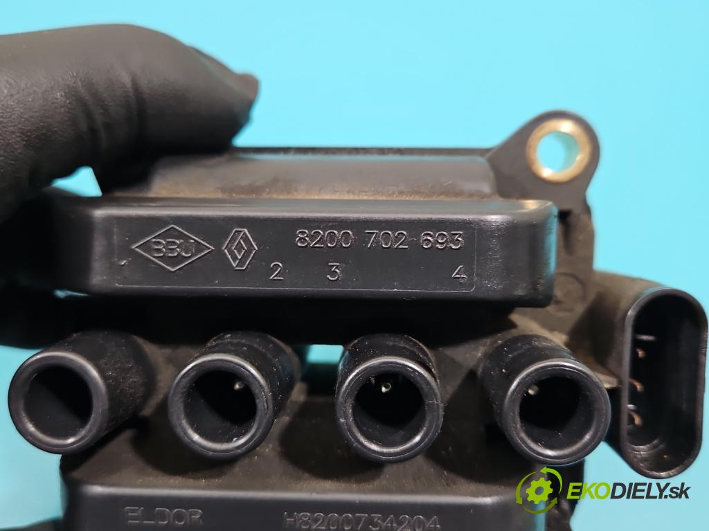 Dacia Sandero II 2012-2020 1,2.0 16V 75 HP manual 55 kW 1149 cm3 5- cievka zapaľovacia H8200734204 (Zapaľovacia cievka)