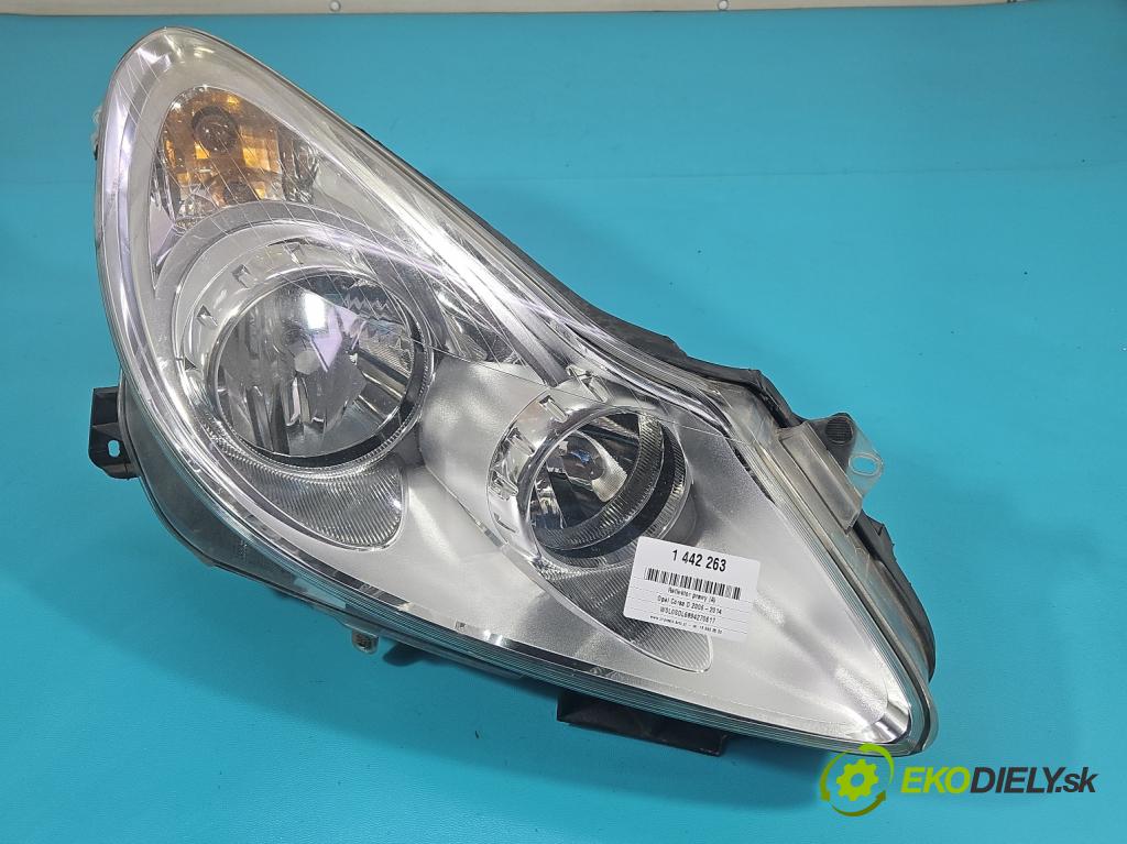 Opel Corsa D 2006-2014 1.2 16V 80 HP manual 59 kW 1229 cm3 5- Reflektor: pravý 13186382 (Svetlo predné pravé)