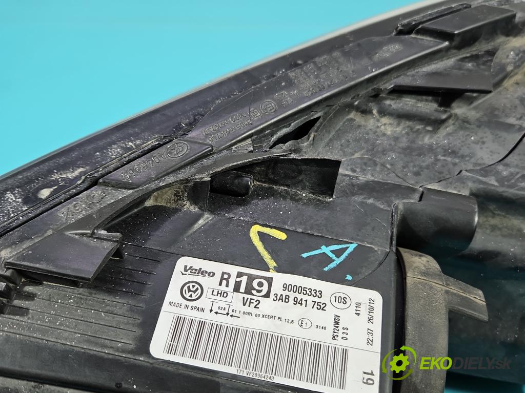 Vw Passat B7 2010-2014 2.0 tdi 140 HP manual 103 kW 1968 cm3 5- Reflektor: pravý 3AB941752 (Svetlo predné pravé)