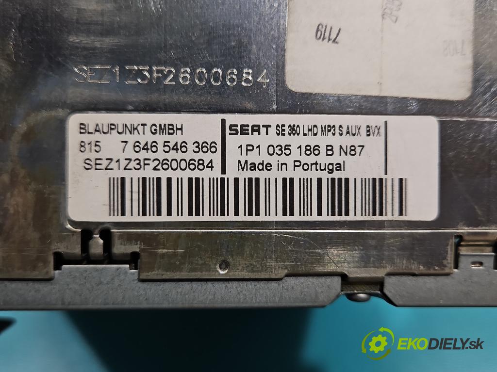 Seat Leon II 2005-2012 1.6 SR 102 HP manual 75 kW 1595 cm3 5- Radio originál 1P1035186B