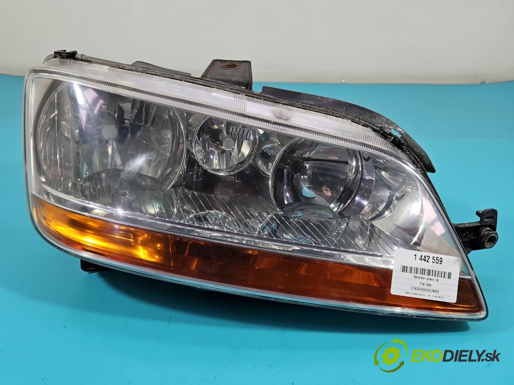 Fiat Idea 1.9 jtd 101 HP manual 74 kW 1910 cm3 5- Reflektor: pravý 51747606 (Svetlo predné pravé)