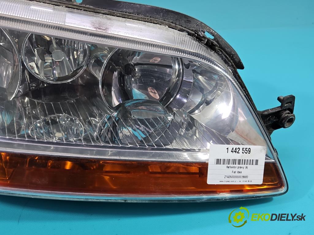 Fiat Idea 1.9 jtd 101 HP manual 74 kW 1910 cm3 5- Reflektor: pravý 51747606 (Svetlo predné pravé)