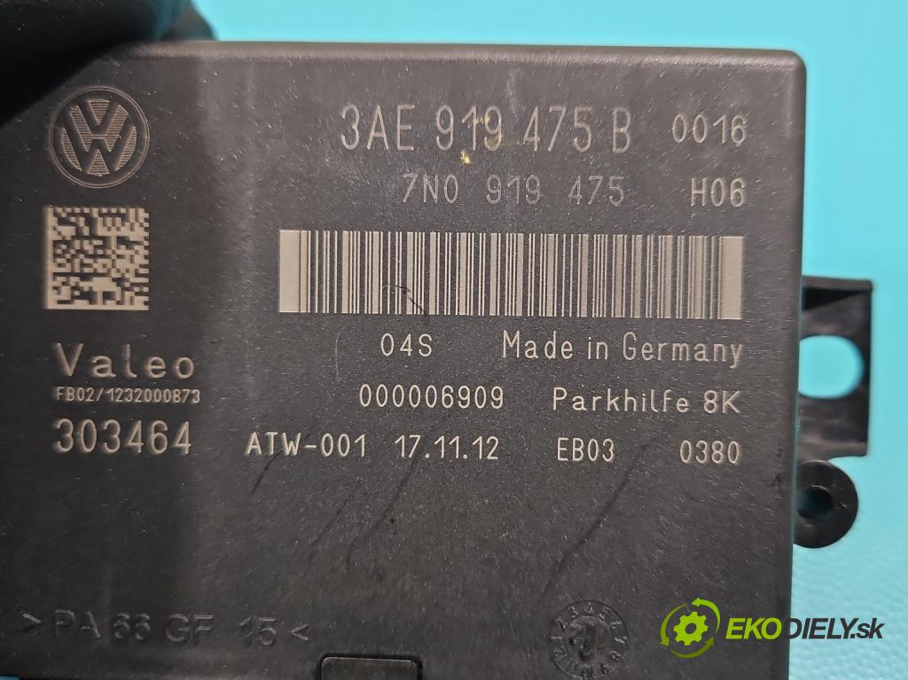 Vw Passat B7 2010-2014 2.0 tdi 140 hp manual 103 kW 1968 cm3 5- řídící jednotka parkování 3AE919475B