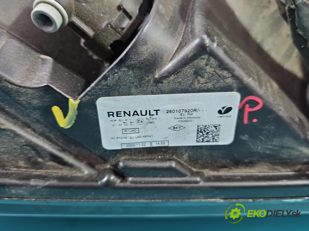 Dacia Sandero III 2020- 1.0 SCe: 91 KM manual 67 kW 999 cm3 5- Reflektor: pravý 260107920R (Svetlo predné pravé)