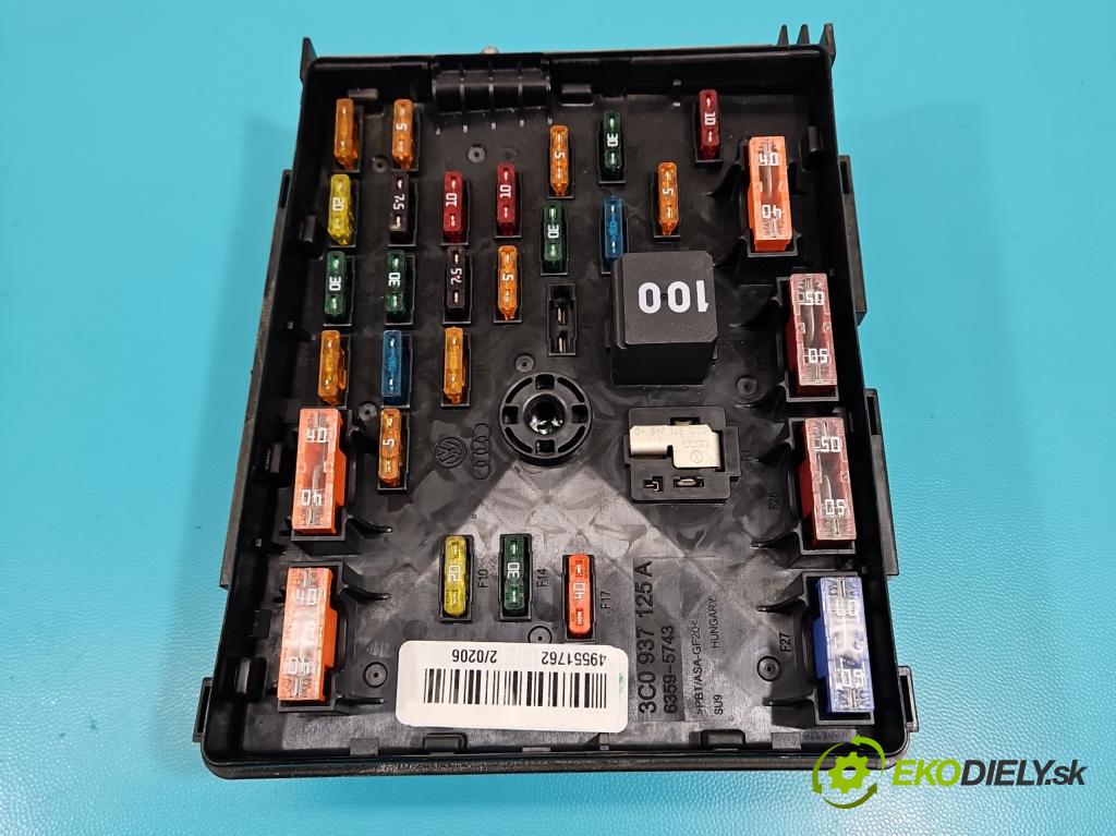 Vw Passat B7 2010-2014 2.0 tdi 140 hp manual 103 kW 1968 cm3 5- skříňka pojistková 3C0937125A (Pojistkové skříňky)