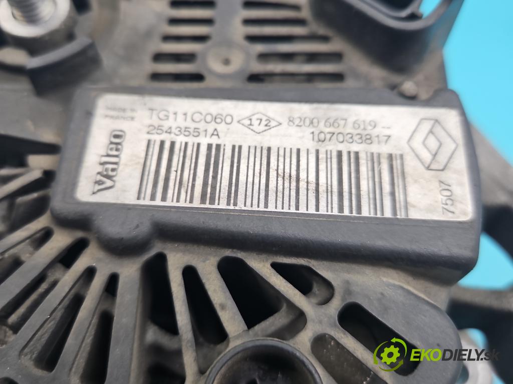 Renault Scenic II 2003-2009 1.6 16V 111KM manual 82 kW 1598 cm3 5- Alternator 8200667619 (Alternátor)