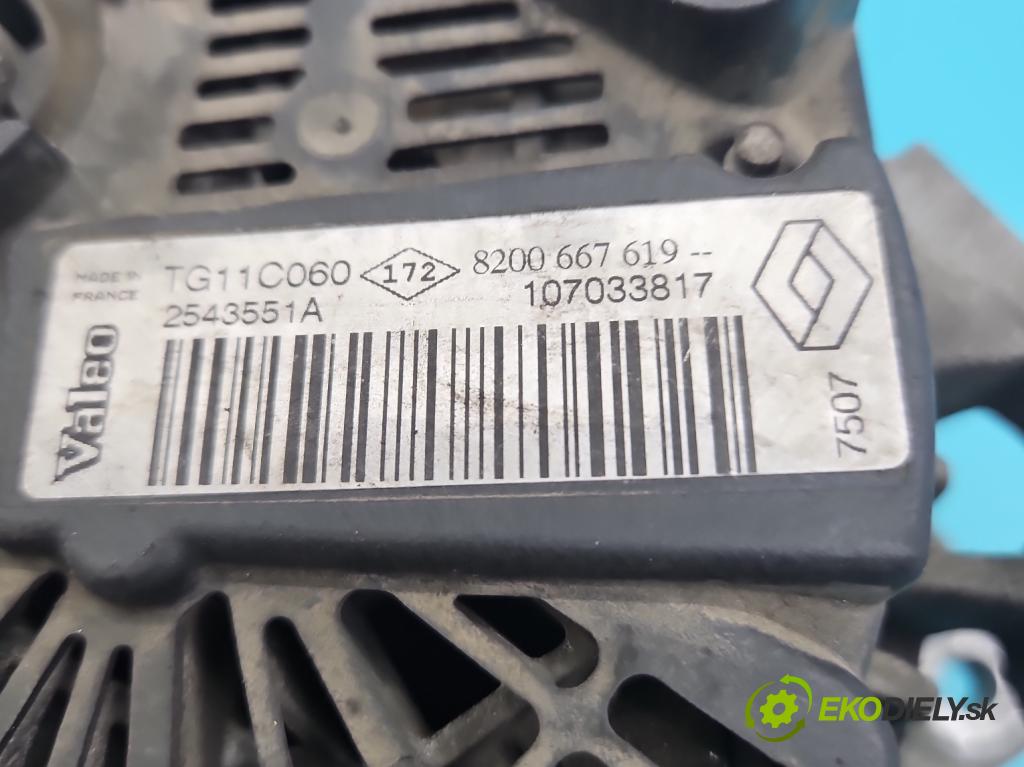 Renault Scenic II 2003-2009 1.6 16V 111KM manual 82 kW 1598 cm3 5- Alternator 8200667619 (Alternátor)