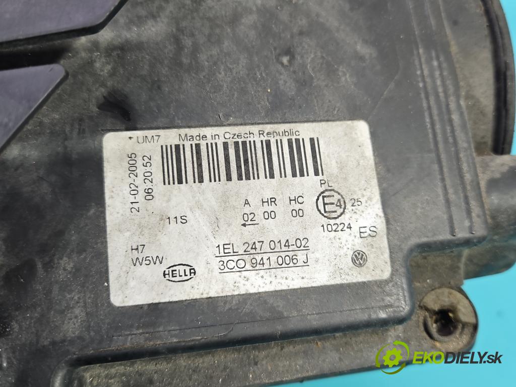 Vw Passat B6 2005-2010 1.9 tdi 105 HP manual 77 kW 1896 cm3 4- Reflektor: pravý 3C0941006J (Svetlo predné pravé)