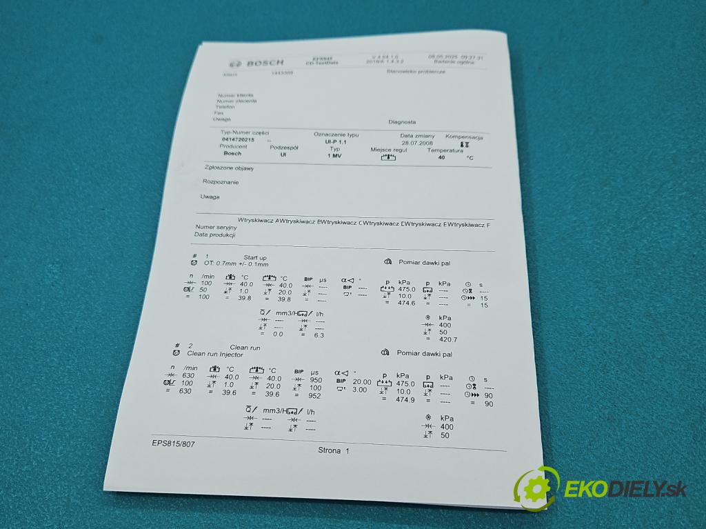 Vw Passat B6 2005-2010 1.9 tdi 105 hp manual 77 kW 1896 cm3 4- vstřikovací čerpadlo 0414720215 (Vstřikovače)