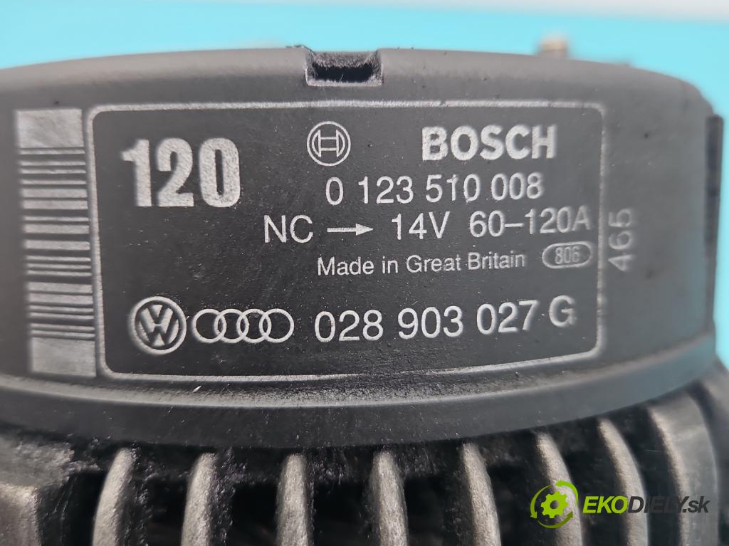 Audi 80 B4 1991-1994 1.9 tdi 90 HP manual 66 kW 1896 cm3 4- Alternator 0123510008 (Alternátor)