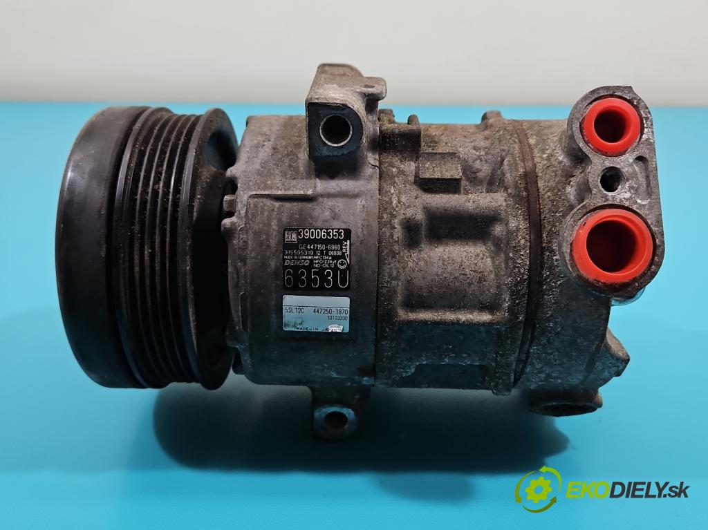 Opel Corsa E 2014-2019 1.4 16V 90 HP manual 66 kW 1398 cm3 5- Kompresor: klimatizácie 39006353 (Kompresor klimatizácie)