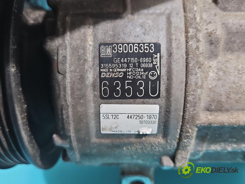 Opel Corsa E 2014-2019 1.4 16V 90 HP manual 66 kW 1398 cm3 5- Kompresor: klimatizácie 39006353 (Kompresor klimatizácie)
