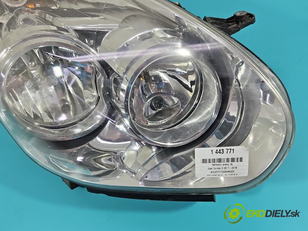 Opel Combo D 2011-2018 1.3 cdti 90 HP manual 66 kW 1251 cm3 5- Reflektor: pravý 51909054 (Svetlo predné pravé)