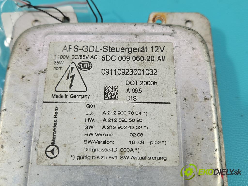 Mercedes E W212 2009-2016 3.0 CDI V6 231 HP automatic 170 kW 3000 cm3 5- střídač: xenon 5DC009060-20 (Riadiaca jednotka xenónu)