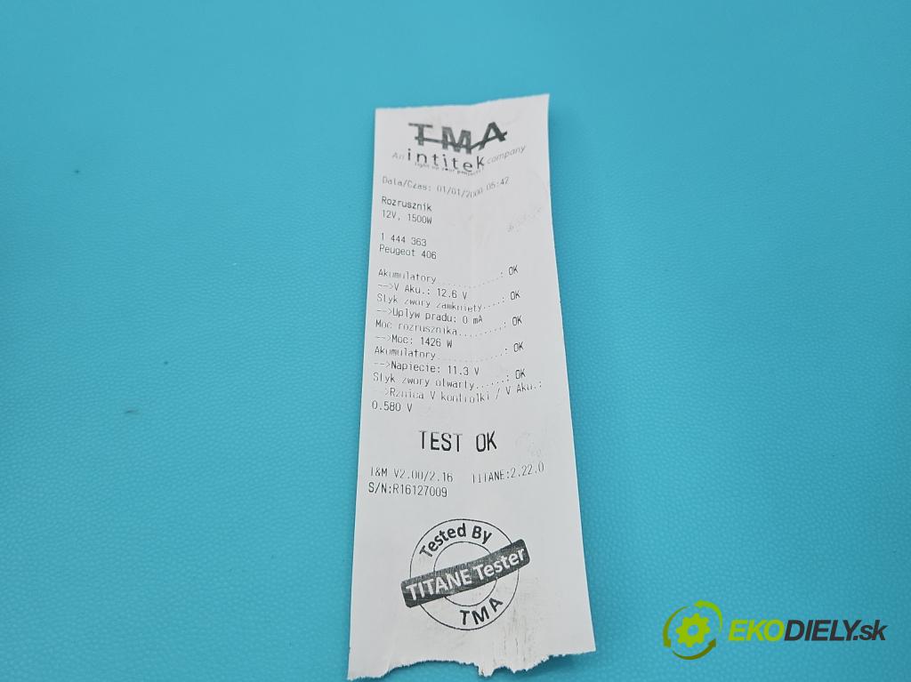 Peugeot 406 2.0 16V 135 HP manual 99 kW 1997 cm3 4- štartér M000T85381 (Štartér)