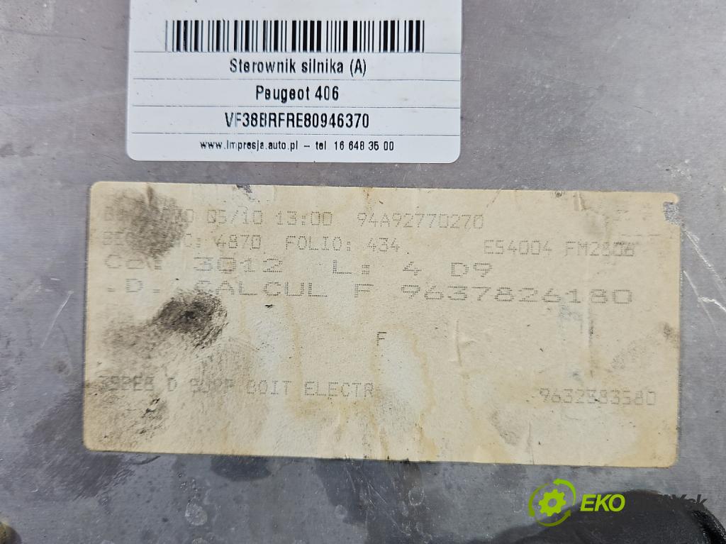 Peugeot 406 2.0 16V 135 HP manual 99 kW 1997 cm3 4- riadiaca jednotka motora 9637826180