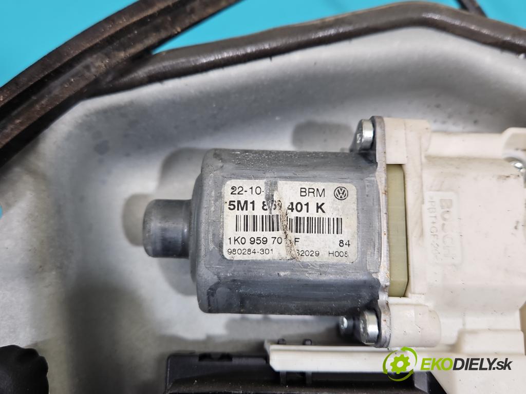 Vw Golf plus 1.6 SR 102 HP manual 75 kW 1595 cm3 5- mechanizmus okna predné ľavý 5M1837401K