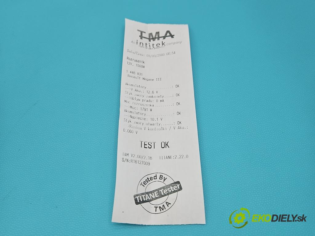 Renault Megane III 2008-2016 2.0 CVT 16V 140 HP automatic 103 kW 1997 cm3 5- štartér 23300CK800 (Štartér)