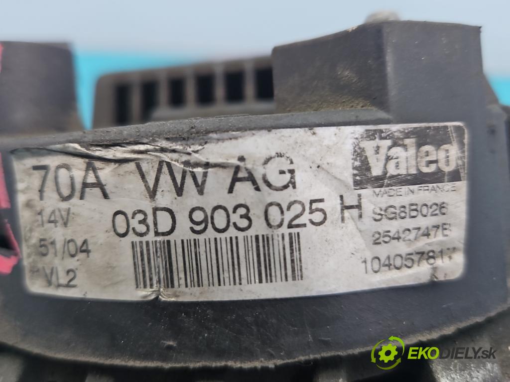 Seat Ibiza IV 6J 2008-2017 1.2 MPI 12V 69KM manual 51 kW 1198 cm3 5- Alternator 03D903025H (Alternátor)