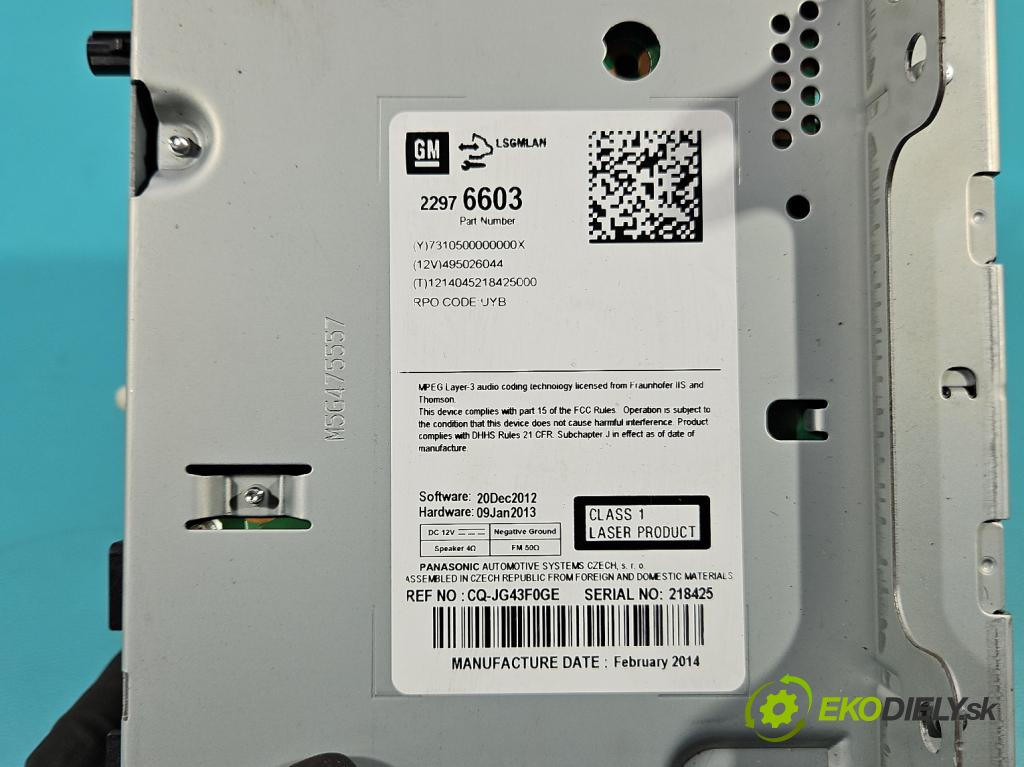 Opel Astra IV 2009-2015 1.6 16V 116 HP manual 85 kW 1598 cm3 5- Radio originál 22976603