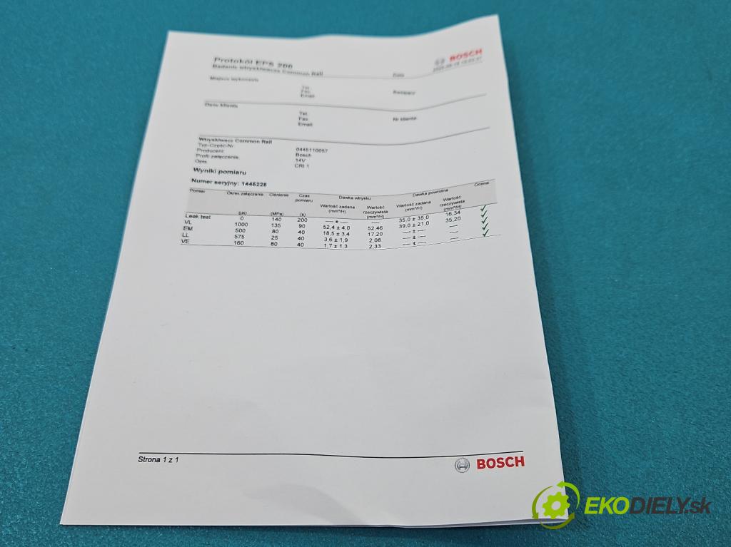 Peugeot 807 2002-2014 2.0 hdi 109 HP manual 80 kW 1997 cm3 5- vstrek 0445110057 (Vstrekovač paliva)