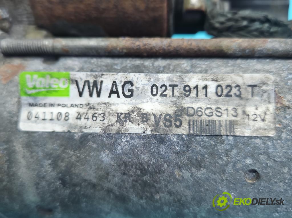 Vw Golf plus 1.6 SR 102 HP manual 75 kW 1595 cm3 5- štartér 02T911023T (Štartér)