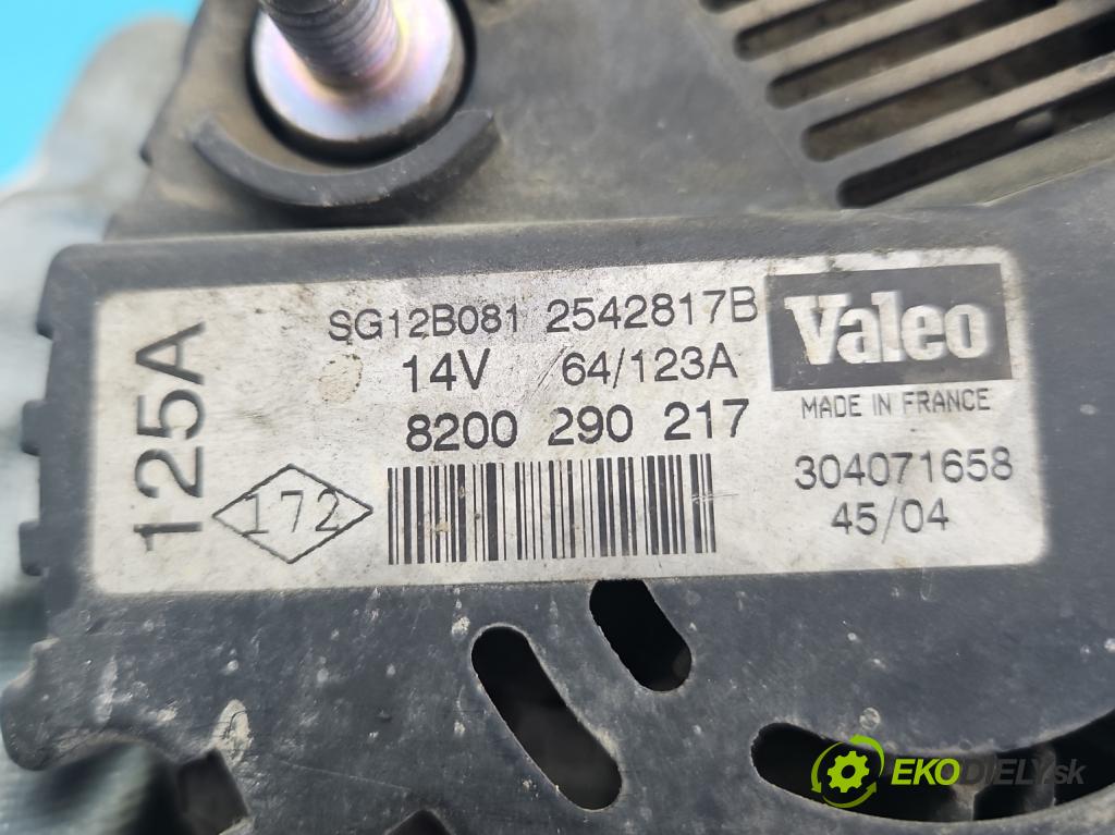 Renault Scenic II 2003-2009 1.9 dci 120 HP manual 88 kW 1870 cm3 5- Alternator 8200290217 (Alternátor)