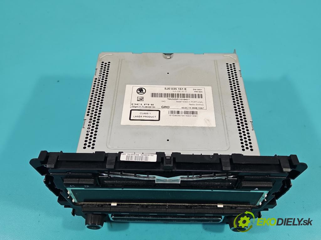 Skoda Rapid 2012-2019 1.2 TSI 86 HP manual 63 kW 1197 cm3 5- Radio originál 5J0035161E