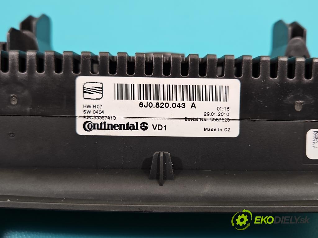 Seat Ibiza IV 6J 2008-2017 1.4 16V 86 HP manual 63 kW 1390 cm3 5- panel kúrenia 6J0820043A