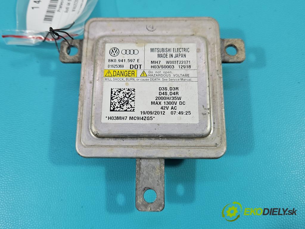Audi A4 B8 2007-2015 1.8 TFSI 170 HP manual 125 kW 1798 cm3 4- střídač: xenon 8K0941597E (Riadiaca jednotka xenónu)