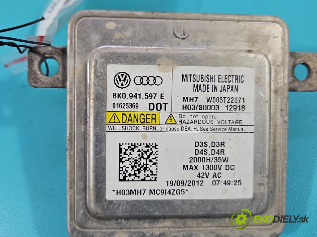 Audi A4 B8 2007-2015 1.8 TFSI 170 HP manual 125 kW 1798 cm3 4- střídač: xenon 8K0941597E (Riadiaca jednotka xenónu)