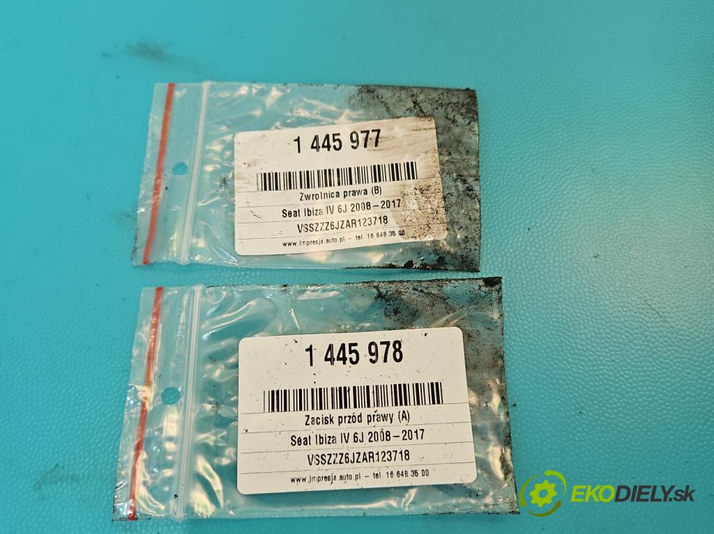 Seat Ibiza IV 6J 2008-2017 1.4 16V 86 HP manual 63 kW 1390 cm3 5- brzdič predné pravý  (Kľučka dverí ostatné)