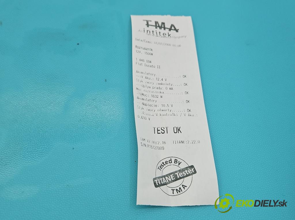 Fiat Ducato II 1994-2006 2.5 TD 116 HP manual 85 kW 2500 cm3 5- štartér 0001218159 (Štartér)