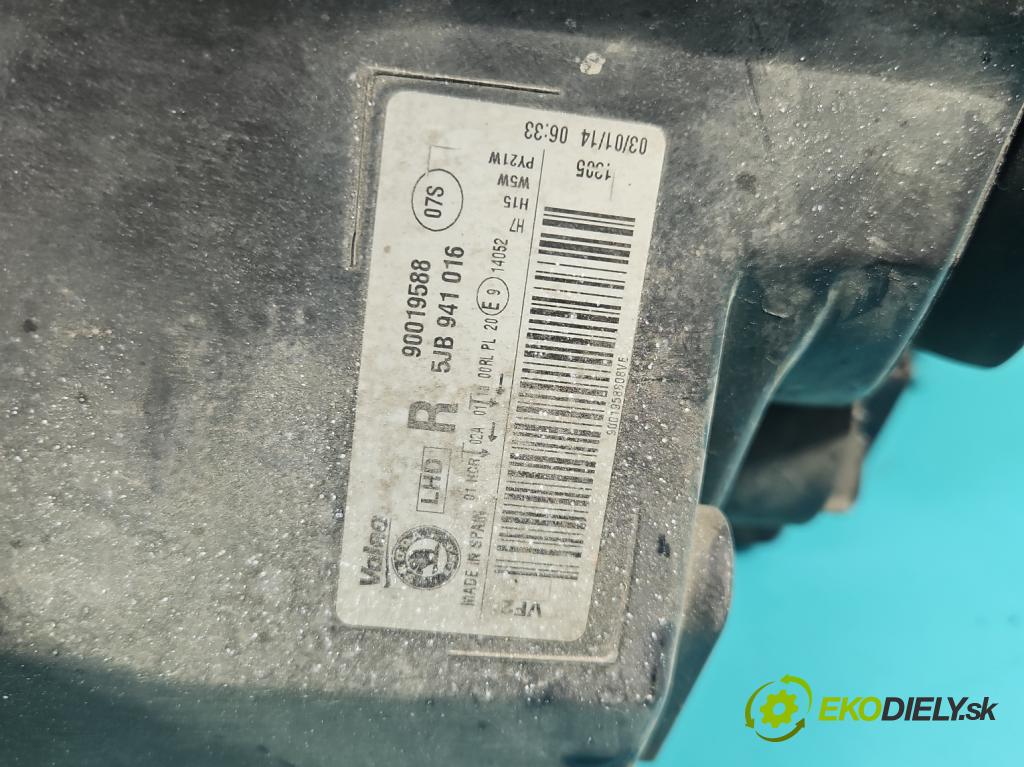 Skoda Rapid 2012-2019 1.2 TSI 86 HP manual 63 kW 1197 cm3 5- Reflektor: pravý 5JB941016 (Svetlo predné pravé)