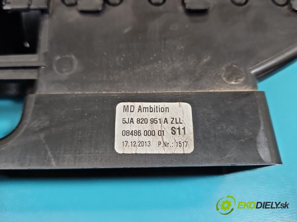 Skoda Rapid 2012-2019 1.2 TSI 86 HP manual 63 kW 1197 cm3 5- Mřížka: kúrenia stredová 5JA820951A (Mriežka kúrenia (fukár))