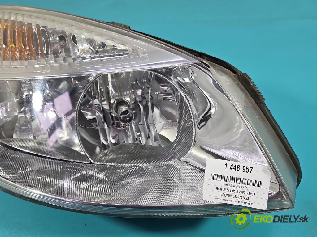Renault Scenic II 2003-2009 2.0 16V 135 HP manual 99 kW 1998 cm3 5- Reflektor: pravý  (Svetlo predné pravé)