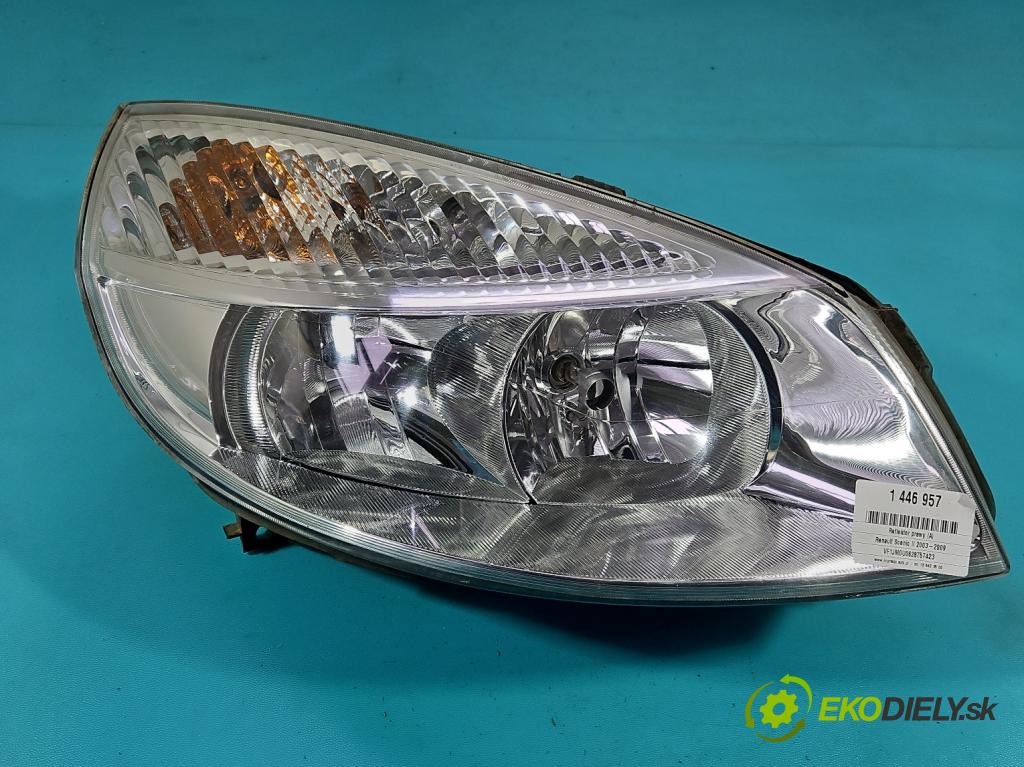 Renault Scenic II 2003-2009 2.0 16V 135 HP manual 99 kW 1998 cm3 5- Reflektor: pravý  (Svetlo predné pravé)