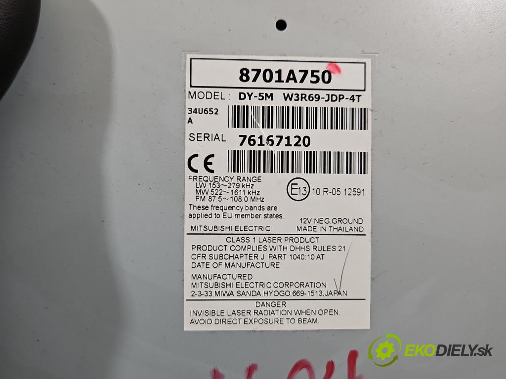 Mitsubishi ASX 2010-2021 1.6 16V 117 HP manual 86 kW 1590 cm3 5- Radio originál 8701A750