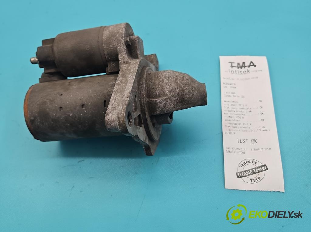 Toyota Yaris III 2011-2020 1.3 vvti 99 HP manual 73 kW 1329 cm3 5- štartér 28100-0Y101 (Štartér)