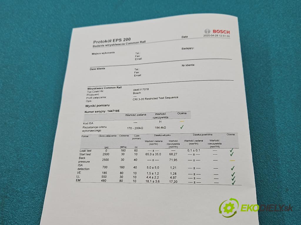 Opel Insignia A 2008-2017 2.0 cdti automatic 143,1 kW 1956 cm3 5- vstřikovač 0445117018 (Vstřikovače)