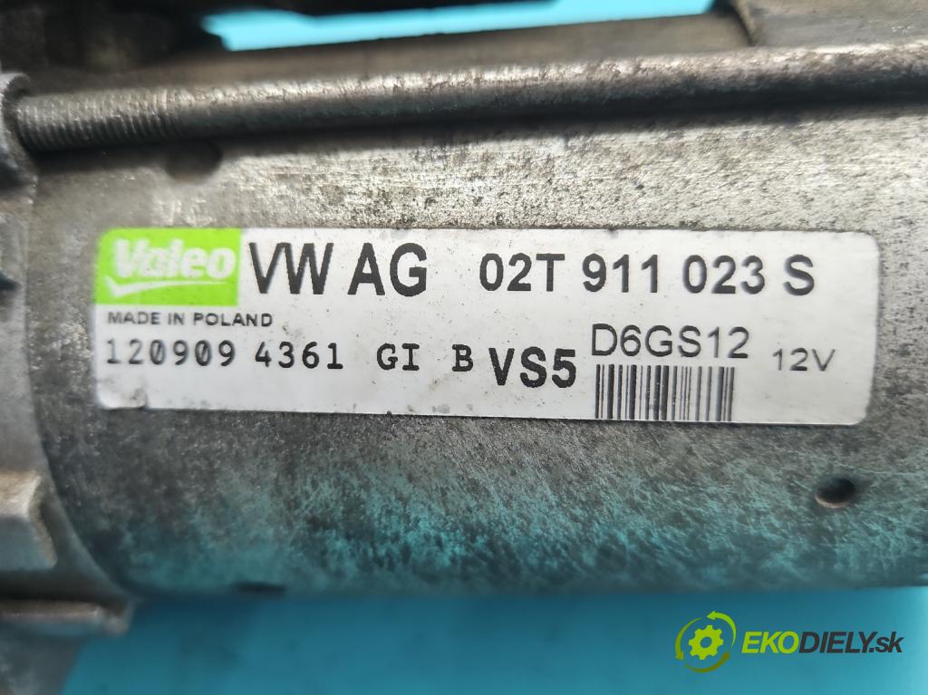 Skoda Fabia II 2007-2014 1.2 12V 69KM manual 51 kW 1198 cm3 5- štartér 02T911023S (Štartér)