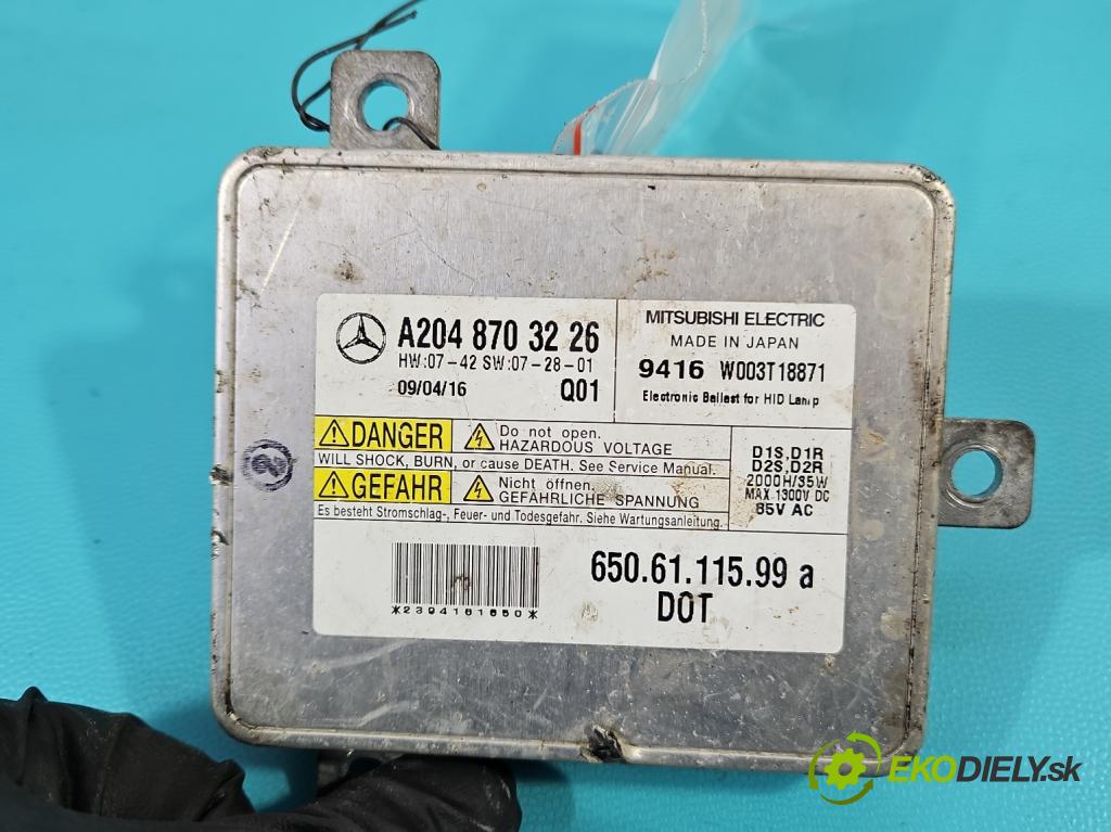 Mercedes GLK X204 2008-2015 2,2.0 CDI 170 HP automatic 125 kW 2143 cm3 5- střídač: xenon A2048703226 (Riadiaca jednotka xenónu)