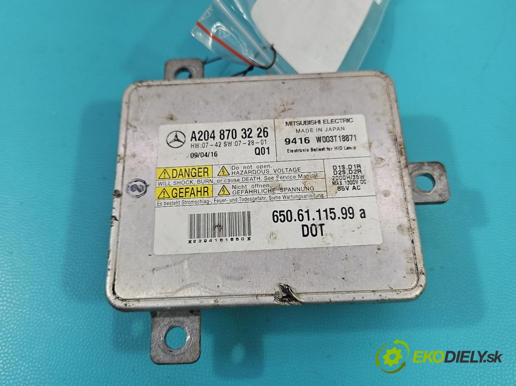 Mercedes GLK X204 2008-2015 2,2.0 CDI 170 HP automatic 125 kW 2143 cm3 5- střídač: xenon A2048703226 (Riadiaca jednotka xenónu)