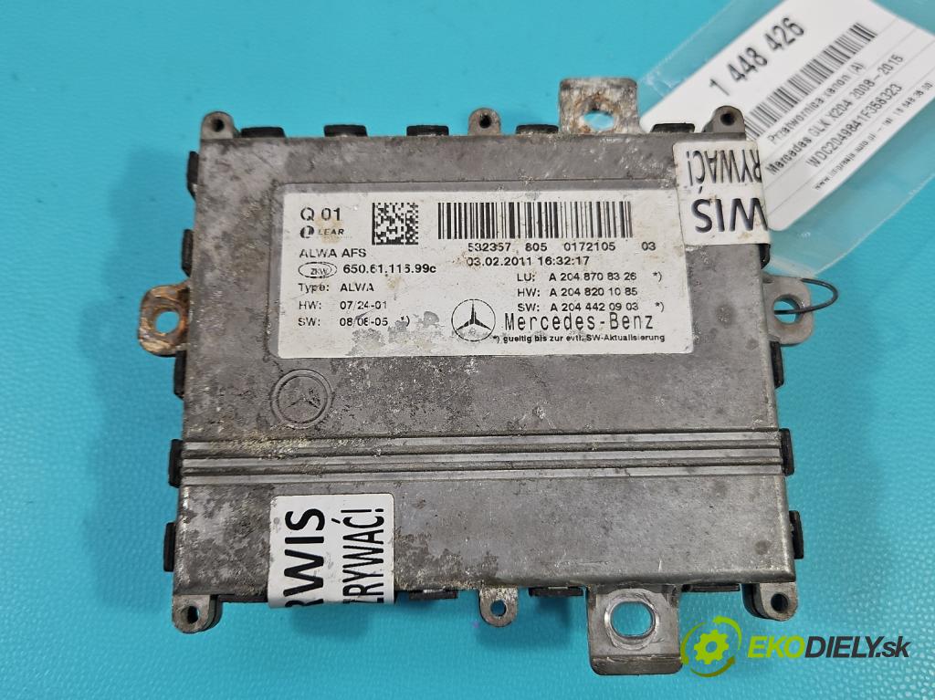 Mercedes GLK X204 2008-2015 2,2.0 CDI 170 HP automatic 125 kW 2143 cm3 5- střídač: xenon A2048708326 (Riadiaca jednotka xenónu)