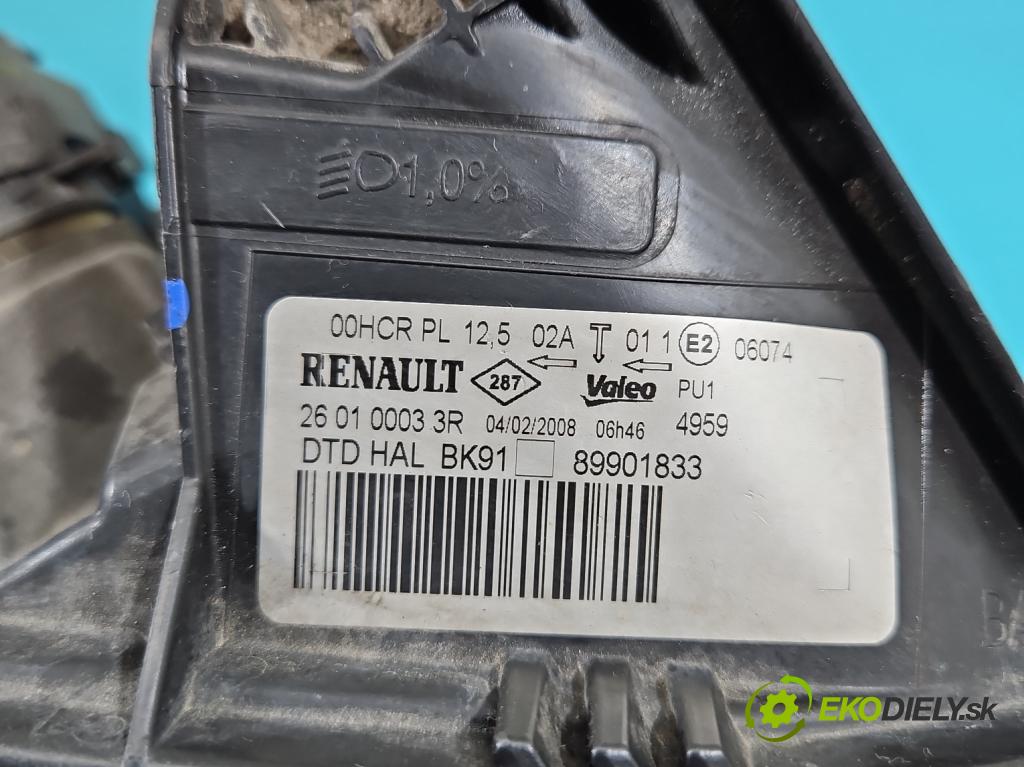 Renault Laguna III 2007-2015 2.0 16V 140 HP manual 103 kW 1997 cm3 5- Reflektor: pravý 260100033R (Svetlo predné pravé)